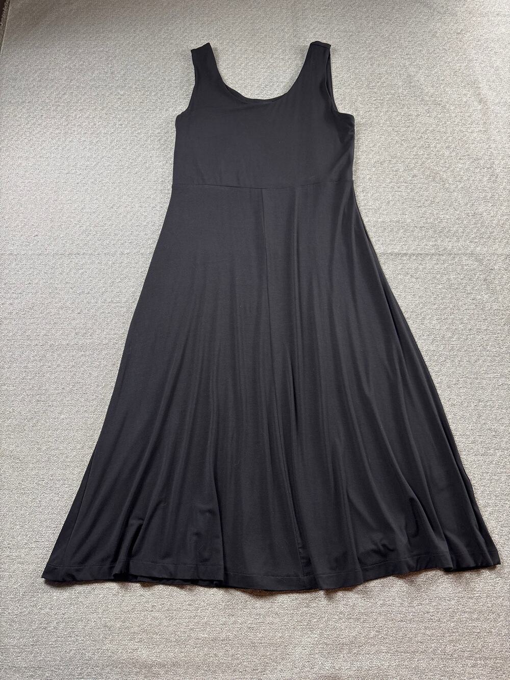 Karen Kane Sz L Black Stretchy Maxi Dress Minimalist Sleeveless Long